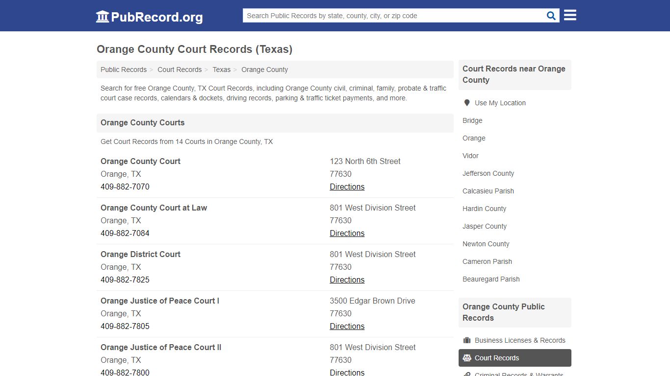 Free Orange County Court Records (Texas Court Records)