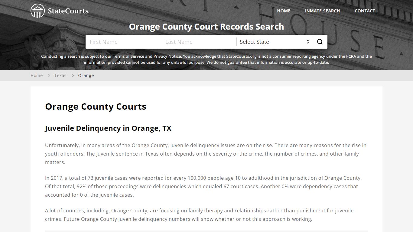 Orange County, TX Courts - Records & Cases - StateCourts